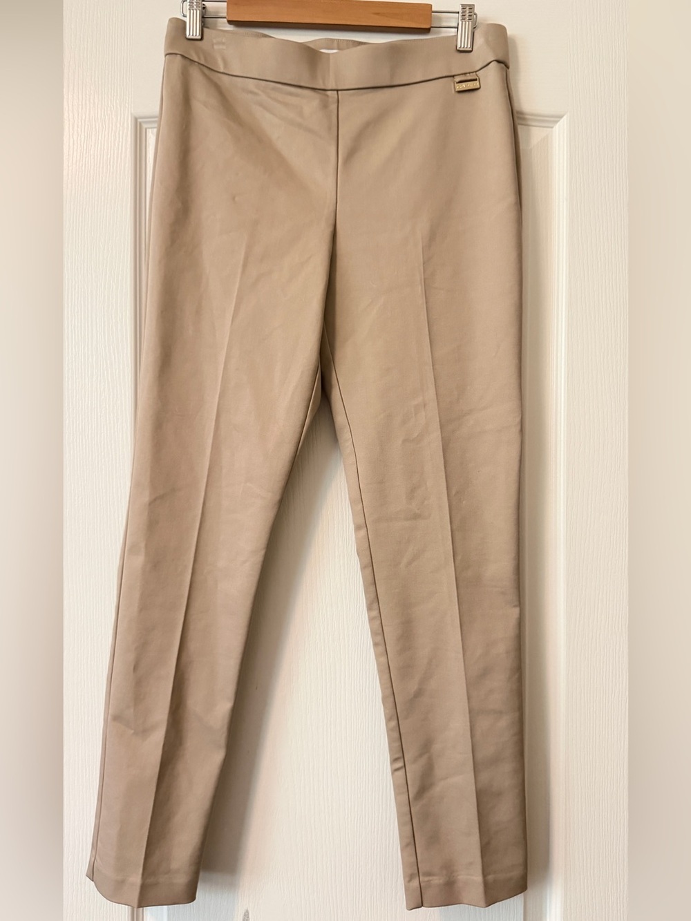 Straight Leg Classic Career Dress Pants Tan Pull On Size Medium Calvin Klein